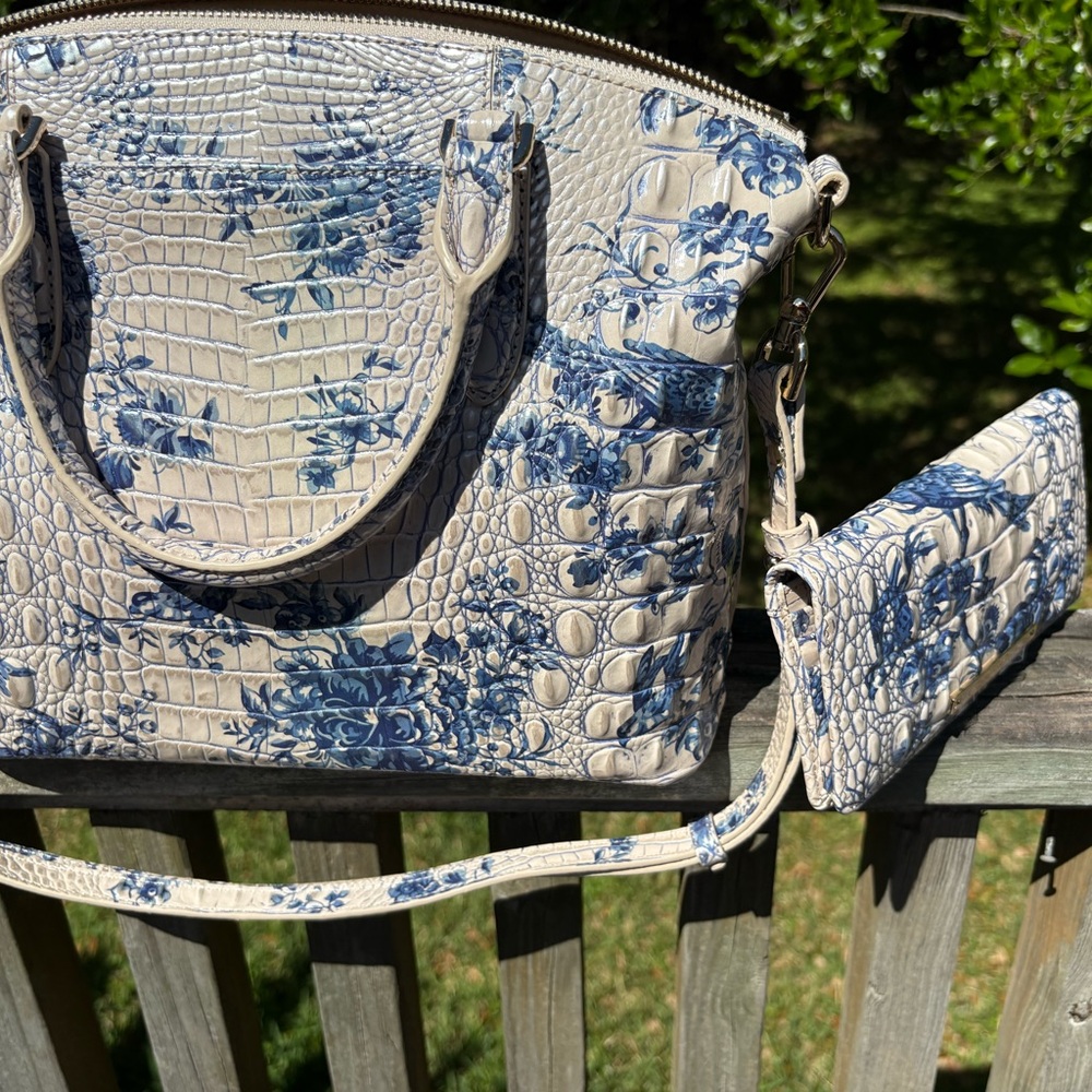 Brahmin songbird 
Floral Croc-Embossed Satchel - Picture 5 of 8